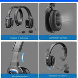 Trucker Bluetooth 5.2 Wireless Headset With Noise Cancelling Mic For Phones PC Red Leaf Shop