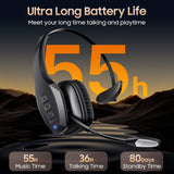Trucker Bluetooth 5.4 Wireless Headset For Phones PC With Mic Noise Cancelling Red Leaf Shop
